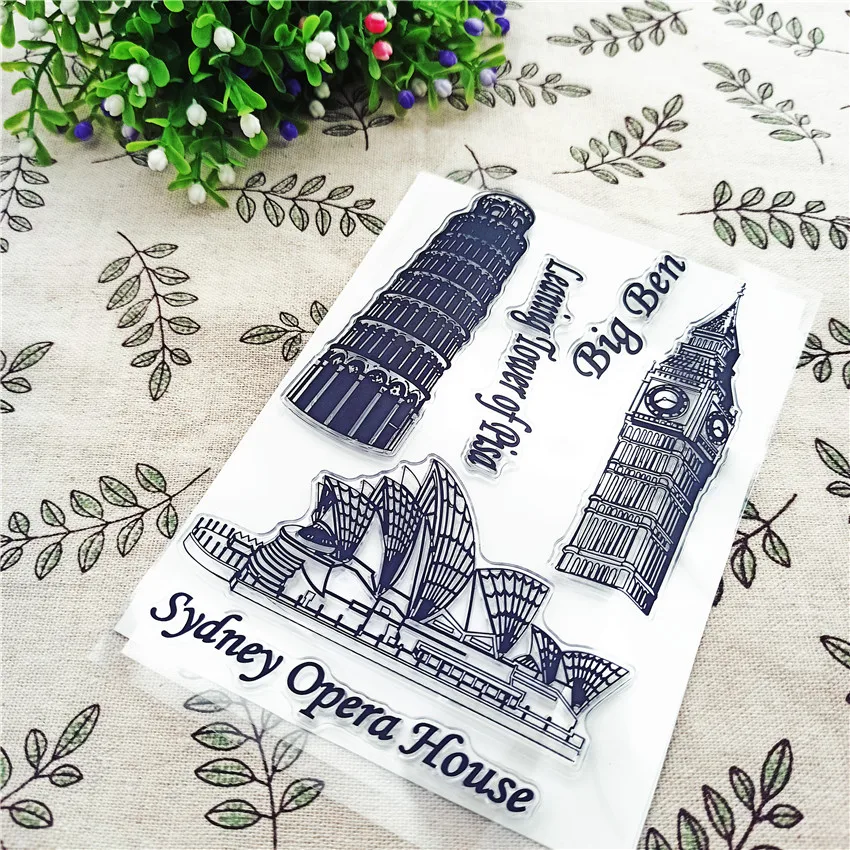 

11*16CM Hot selling Leaning Tower transparent clear stamp / silicone seal roller stamp DIY scrapbook album / card production