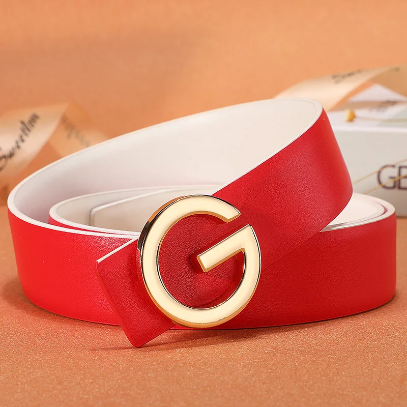 

Belt Women's New Product Single G Smooth Belt Ladies Jeans Belt Double-sided Korean Fashion Simple Red Tide
