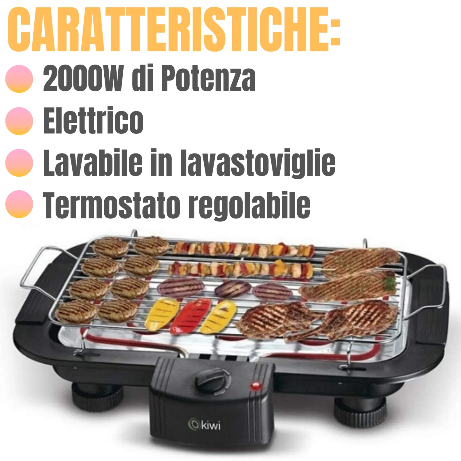 Барбекю ELETTRICO GRIGLIA BISTECCHIERA BBQ PIASTRA DA GIARDINO TAVOLO 2000W | Игрушки и хобби