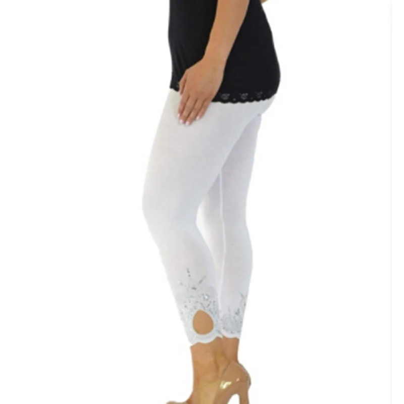 Женские Эластичные укороченные Леггинсы летние кружевные брюки 2020 модные