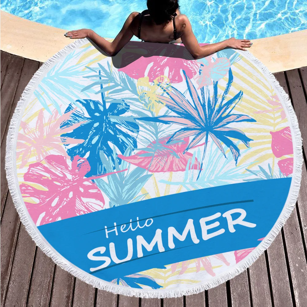 

Microfiber round beach towel with a diameter of 150 cm stylish tassel beach towel travel mat absorbent quick-drying bath towel