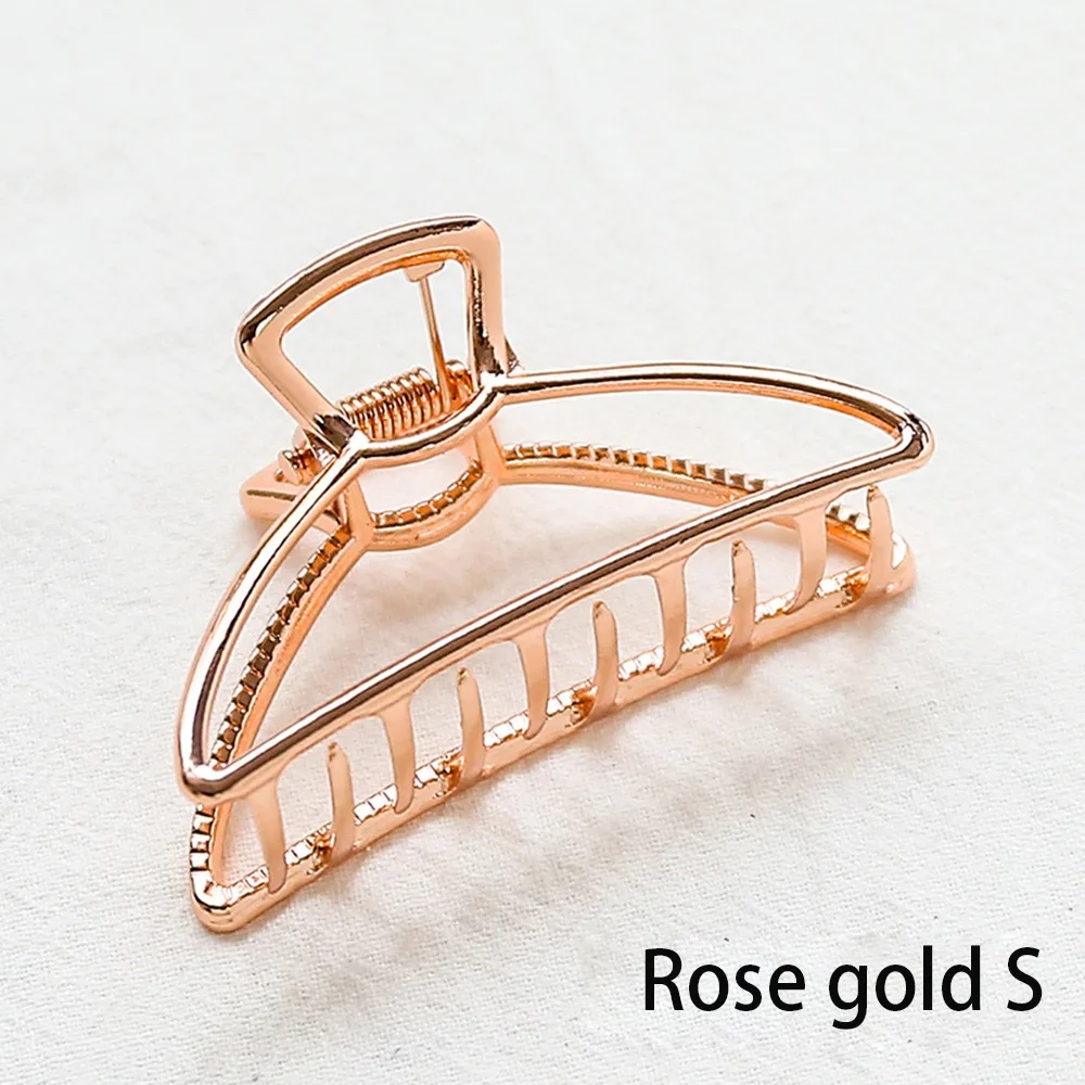 rose gold L 1 шт. мини женский геометрический коготь для волос, Одноцветный Краб для волос, Ретро стиль, Форма Луны, большой размер, шпилька, аксессуары для волос для девочек - Цвет: rose gold L