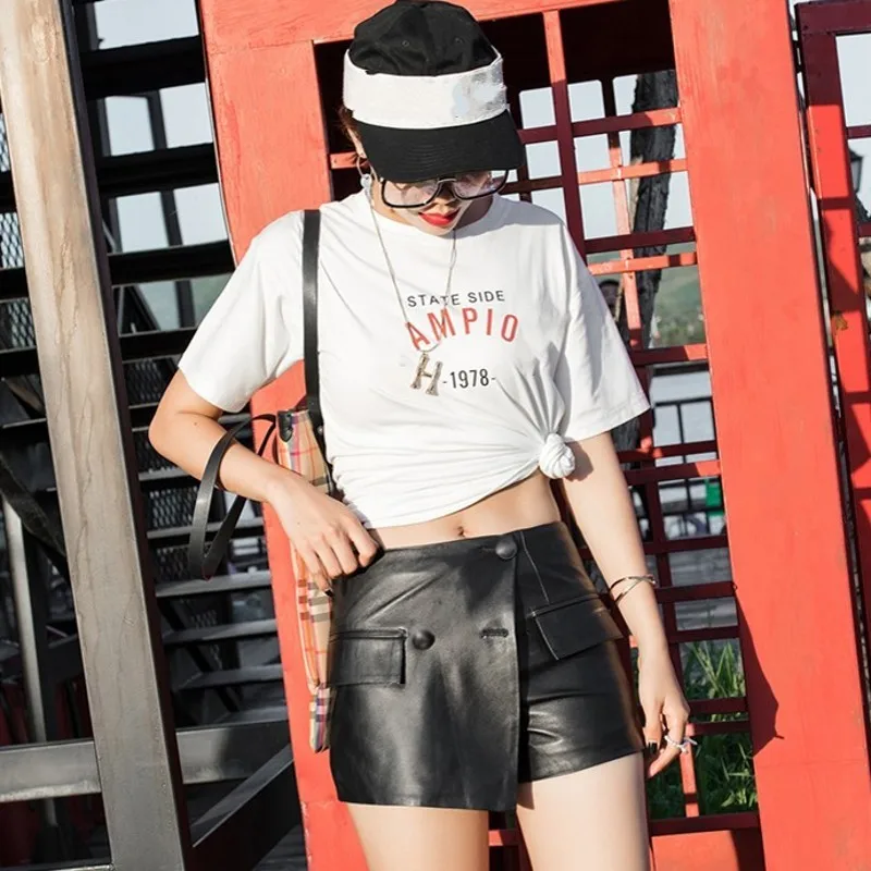 Абсолютно новая Женская Роскошная юбка из овчины и натуральной кожи с шортами