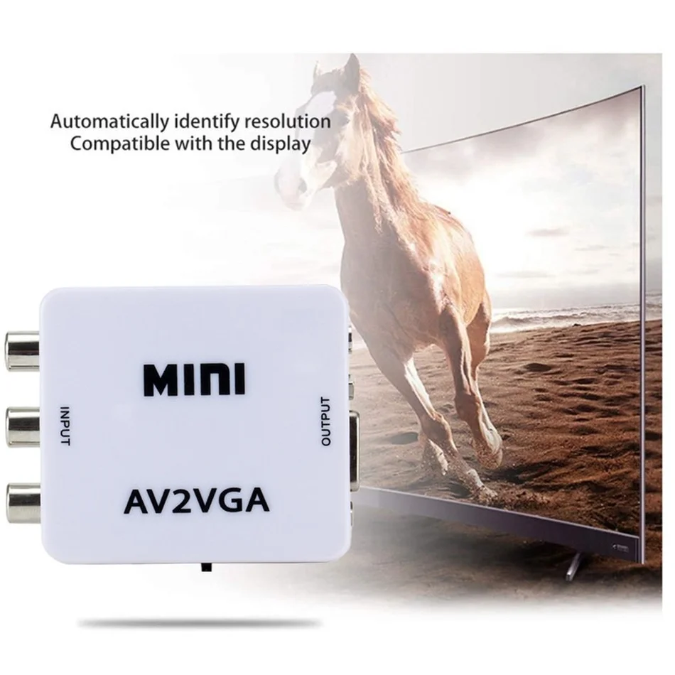 HD AV2VGA Video Converter Convertor Box AV RCA CVBS to VGA Conversor with 3.5mm Audio PC HDTV Mini | Электроника