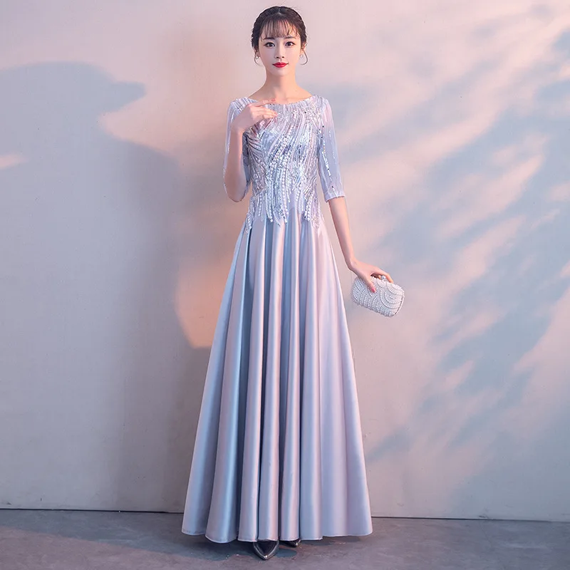 Вечернее платье для невесты женское Ципао с круглым вырезом Элегантное Длинное в