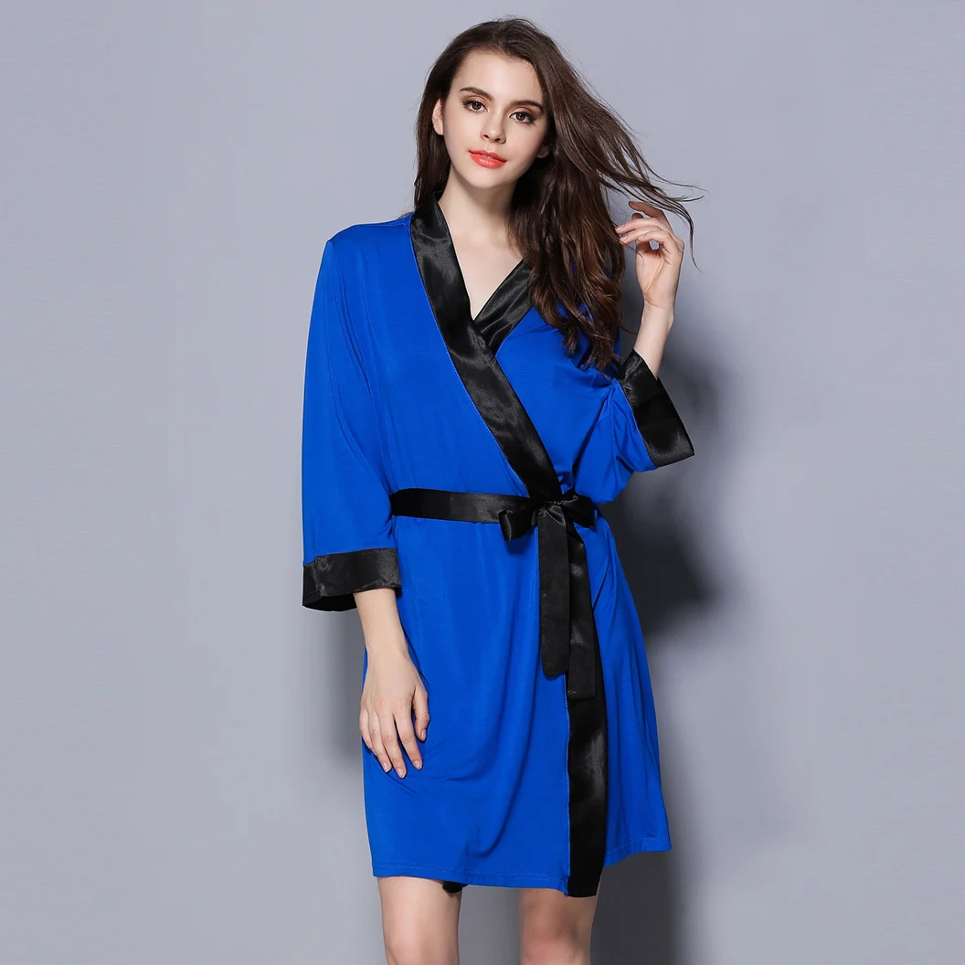 Женские халаты из модала пижамы сексуальный элегантный розовый хлопковый Халат