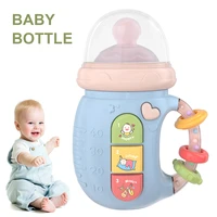 baby bottle rattles toys hand hold shaking bell lovely ring toys electric rattle milk bottle with light music baby teether toys