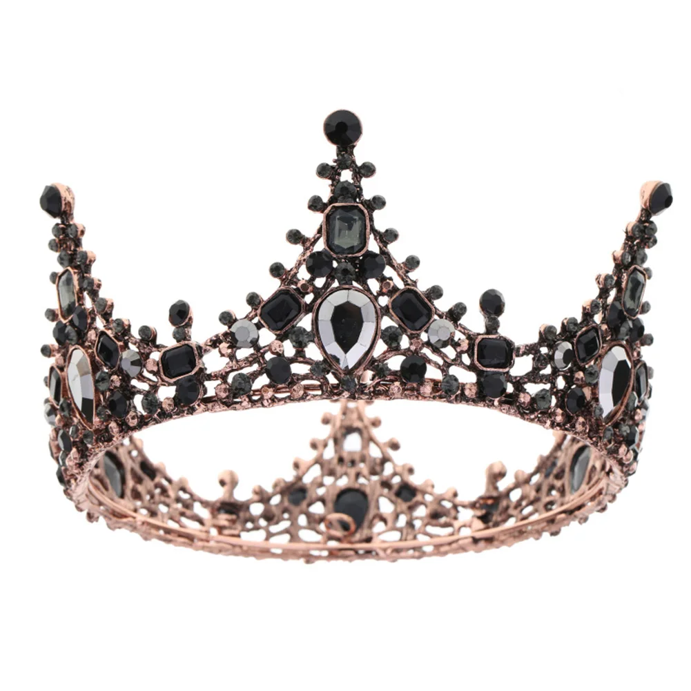 

Women Baroque Rhinestones Black Bride Wedding Crowns Bridal Hair Accessories Shining Charm Prom Queen Crowns MAEA99