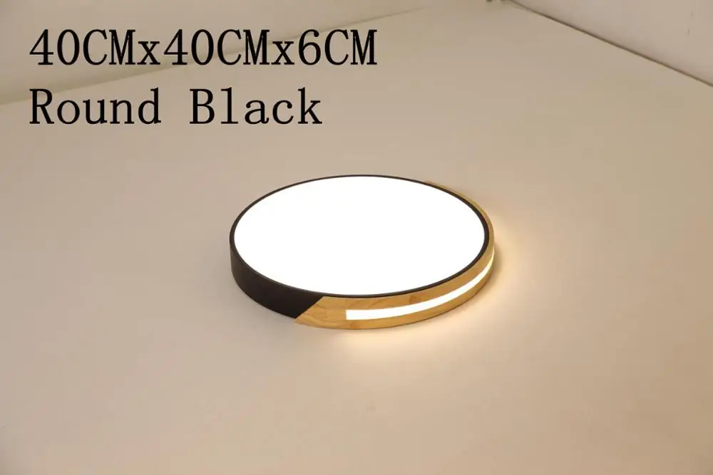 D40CMx6CM Нордическая квадратная круглая деревянная светодиодная люстра современная потолочная лампа с пультом дистанционного управления для гостиной Лофт спальни черный белый - Цвет корпуса: D40CMx6CM