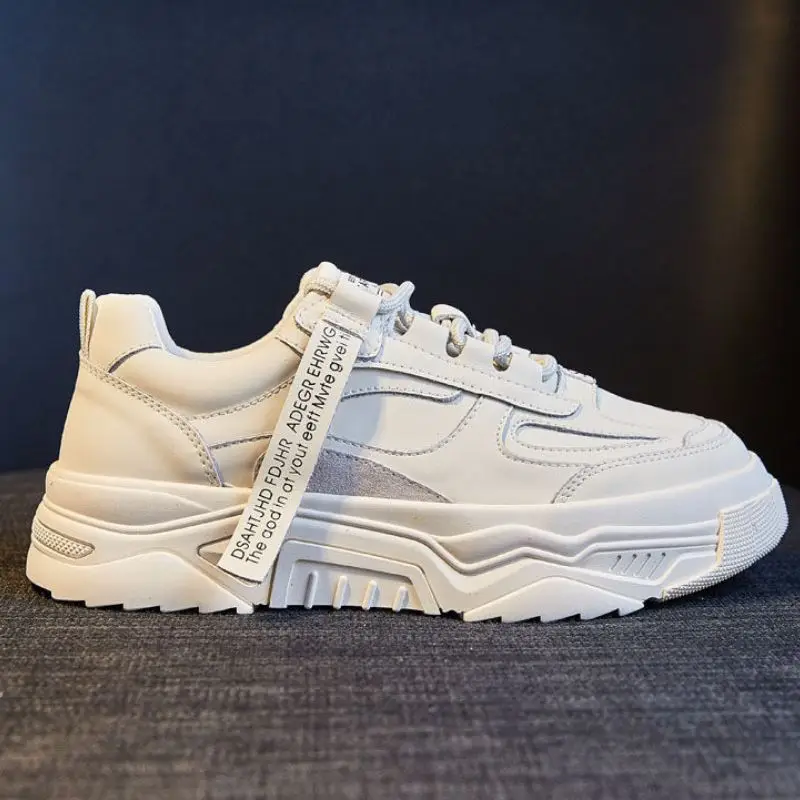 

KemeKiss Women Sneakers Cow Leather Fashion Spring Shoes Woman Round Toe Solid Color Lace Up Casual Daily Footwear Size 35-40