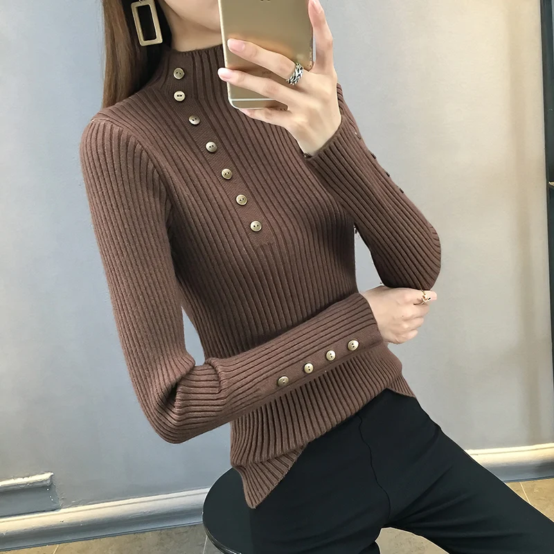 Пуловер в Корейском стиле Удлиненный вязаный свитер с длинными рукавами осень и