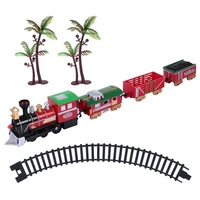 electric train toy christmas plastic electric train with music light railway classical freight train toy for kids random style