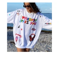 autumn women%e2%80%99s casual o neck long sleeve sweatshirt colorful letter butterfly printing hoodie pullover casual loose sweatshirt