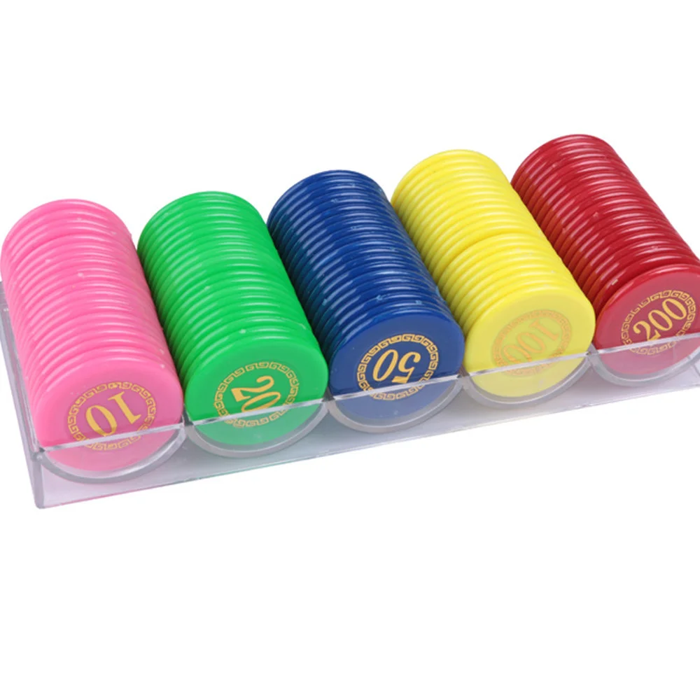 Poker Card Chip Storage Rack Box Transparent Acrylic Five Grids 100pcs Pack 20 Pieces Per Grid Toy Table Game|Покерные фишки | |