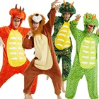 Кигуруми для мужчин Лев динозавр волк Кот единорог пижамы животные косплей костюм зимний комбинезон для мальчиков комбинезон Детская домашняя одежда