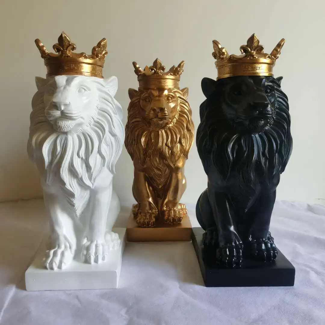

Абстрактная смола, скульптура льва, корона, статуя льва, украшения ручной работы, модель короля льва, аксессуары для украшения дома, подарки,...