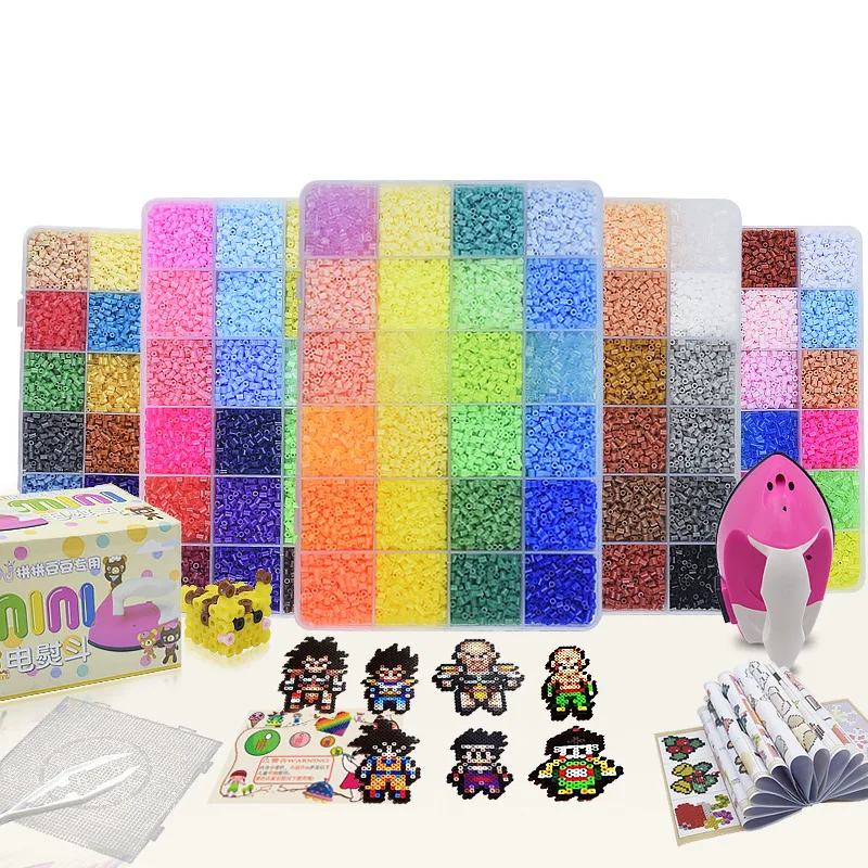 

24/72 цветов в коробке, набор шариков hama toy 2,6/5 мм perler, Обучающие Детские 3D головоломки, игрушки «сделай сам», плавкие шарики, листы клейкой доск...