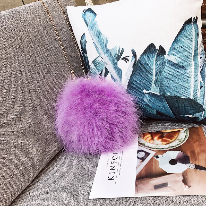 Фиолетовый Luxury Designer Fur Purse Women Ostrich Feathers Evening Party Bag Famous Brand Handbag Fall Winter Party Day Cluthes Drop Ship - Цвет: Фиолетовый