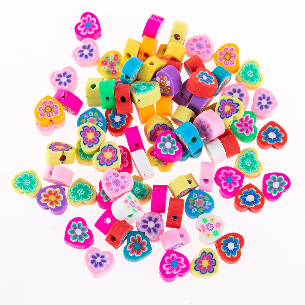 

Hobbyworker Polymer Clay 10mm Perforated Peach Heart Flower Color Beads for Bracelet Woven DIY Jewelry Accessories XQ07286
