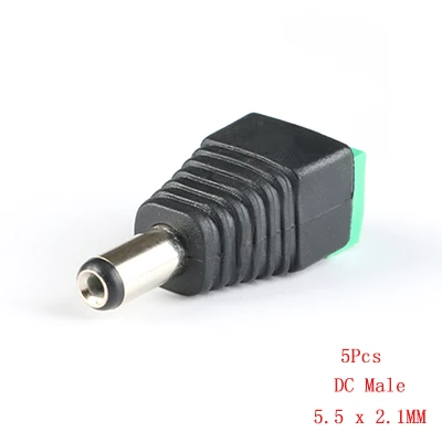 5Pcs Male 5.5x2.1 10 шт. 5,5x2,1 мм Женский Мужской DC Мощность переходник для 5050 3528 5060 один Цвет Светодиодные ленты Системы охранного видеонаблюдения(CCTV камеры 5,5x2,5 - Цвет: 5Pcs Male 5.5x2.1