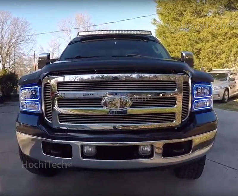 Для Ford F-250 F250 2005 2006 2007 RGB светодиодный ангельские глазки многоцветный с Halo кольцом дистанционное управление фар
