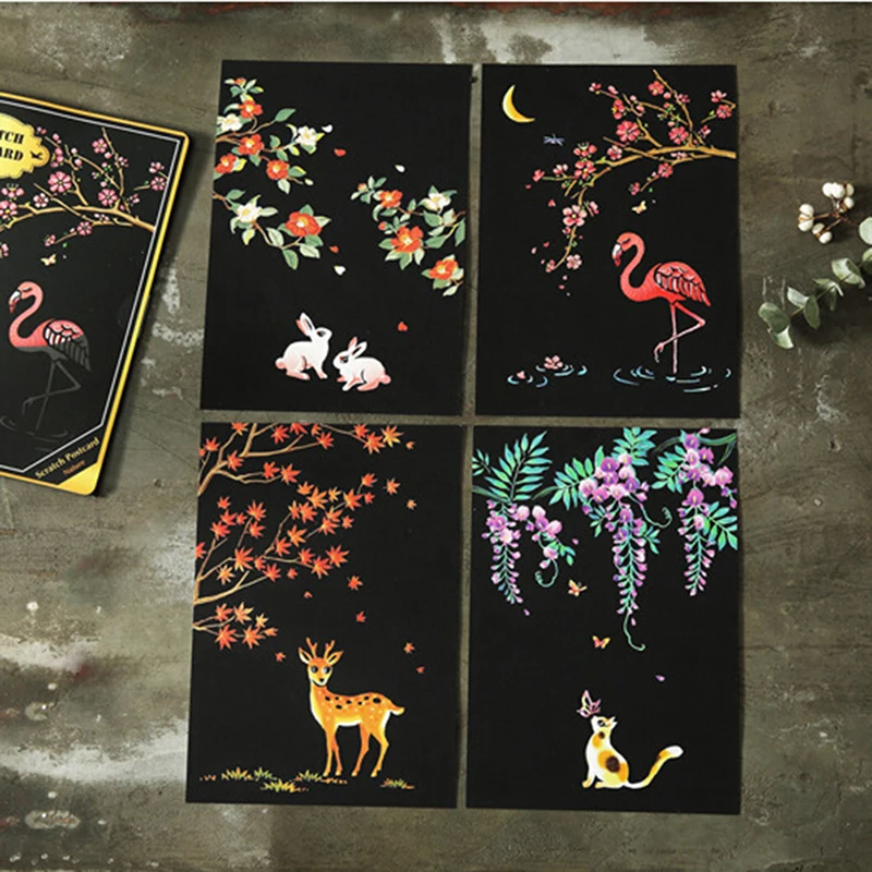 

Children Kids learning Education Toys Painting Doodle Scratch Toys 4Pcs/set Magic Colorful Drawing Board Paper Painting Scraping