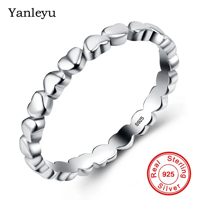 

Hot Selling ! Yanleyu 100% Real 925 Sterling Silver Forever Love Heart Finger Ring Original Jewelry Valentine's Day Gift PR380
