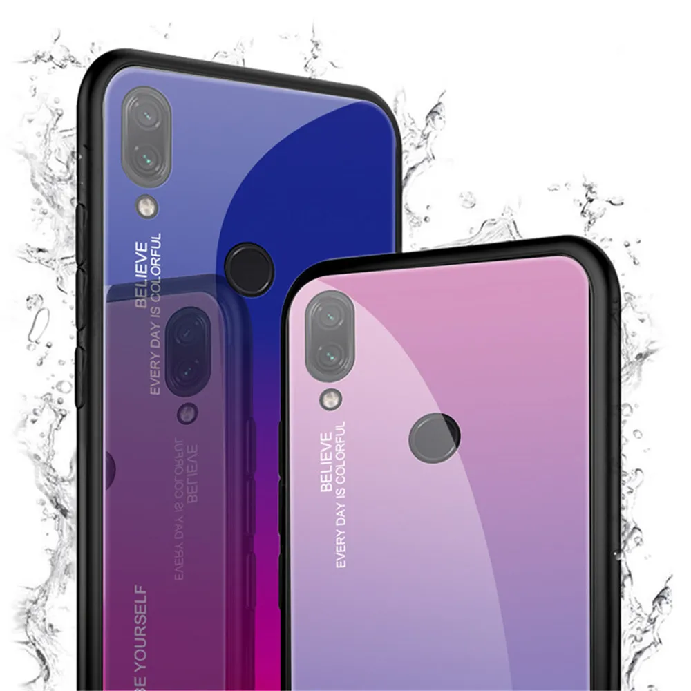 Градиентный чехол из закаленного стекла для Xiao mi Red mi Note 7 5 8 Pro 8T 8A 7A 6A mi 9T A3 Pocophone F1 чехол на красный mi Note 7 8 Pro Чехол