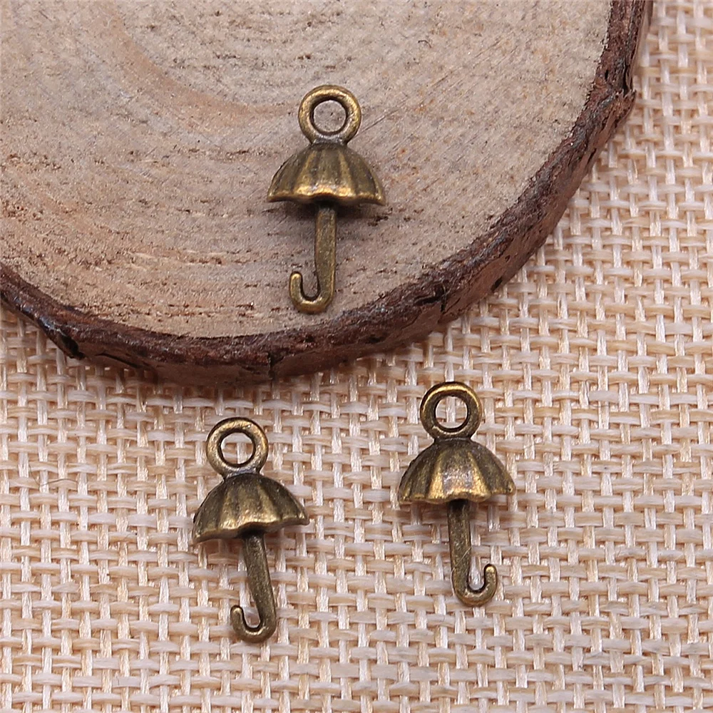 

free shipping 72pcs 15x8mm antique bronze Small umbrella charms diy retro jewelry fit Earring keychain hair card pendant