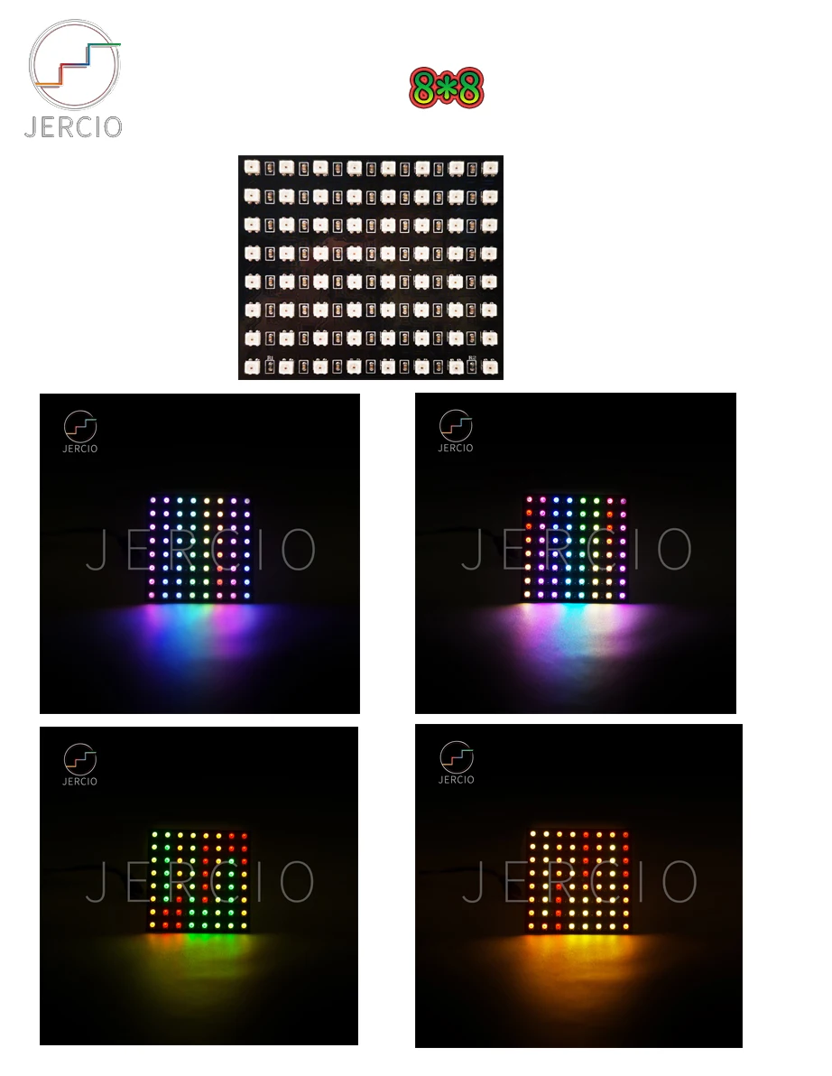 JERCIO 8X8 сменный ЖК-экран панель WS2812B SK6812 RGB DC5v SK6812 микросхема цифровой светодиодный программируемый индивидуально адресуемый