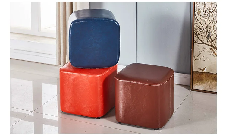 

Fashion Simple Stool Leather Home Sofa Living Room Solid Wood Children Stools Small Nordic Taburete Children Furniture DI50ETD