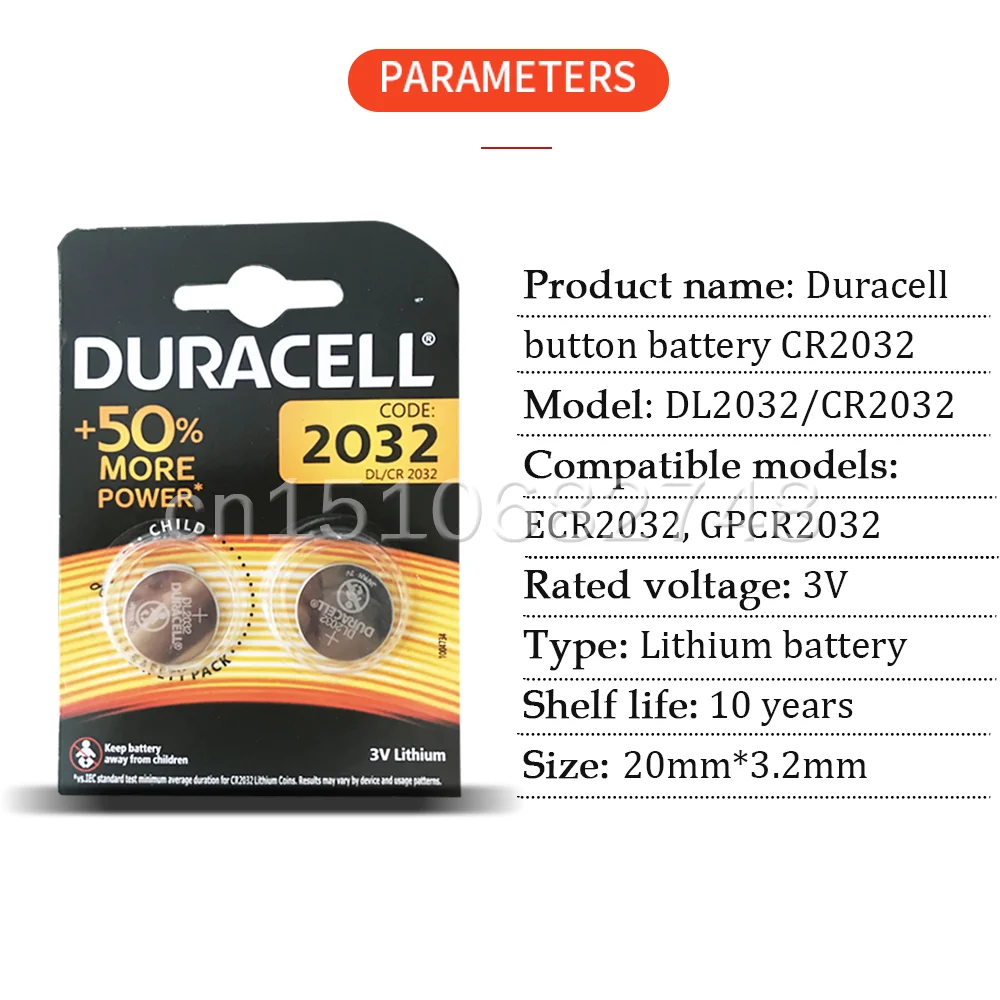Литиевая батарея DURACELL CR2032 DL2032 DL/CR 100% 8 шт. 2032 оригинальная для игрушек часов пульта