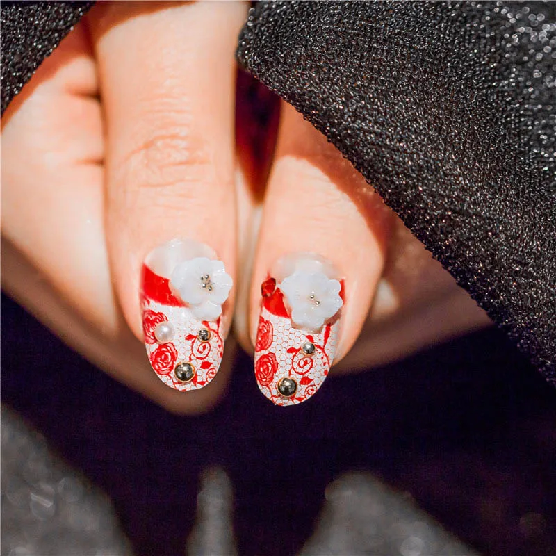 24 шт./компл. предварительно дизайн изысканный 3D цветы искусственные накладные