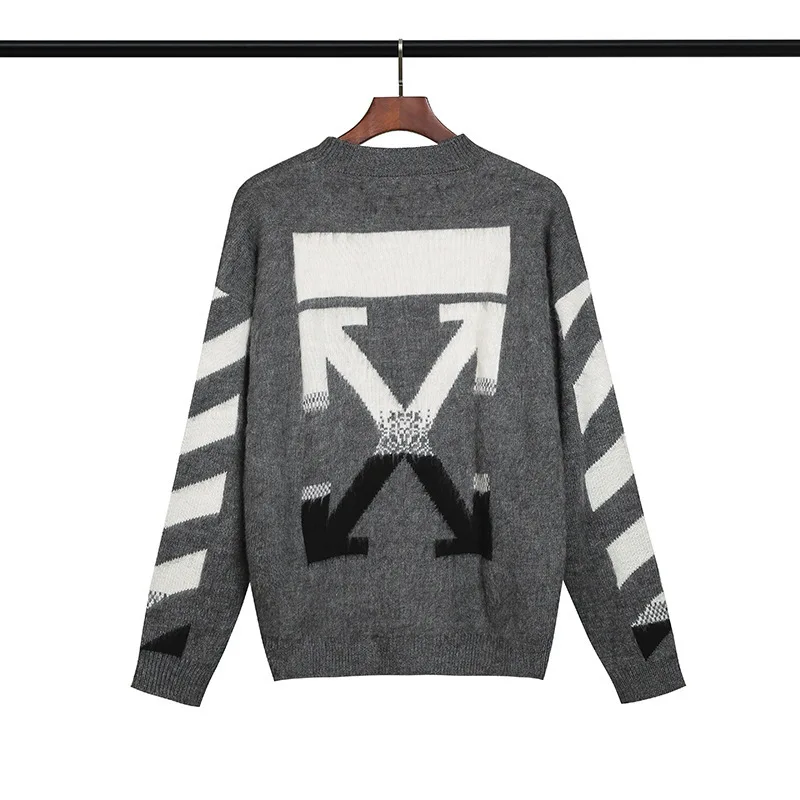 

Autumn winter 2021 new fashion br gradual arrow Mohair men's and women's loose couple's ow knitted sweater