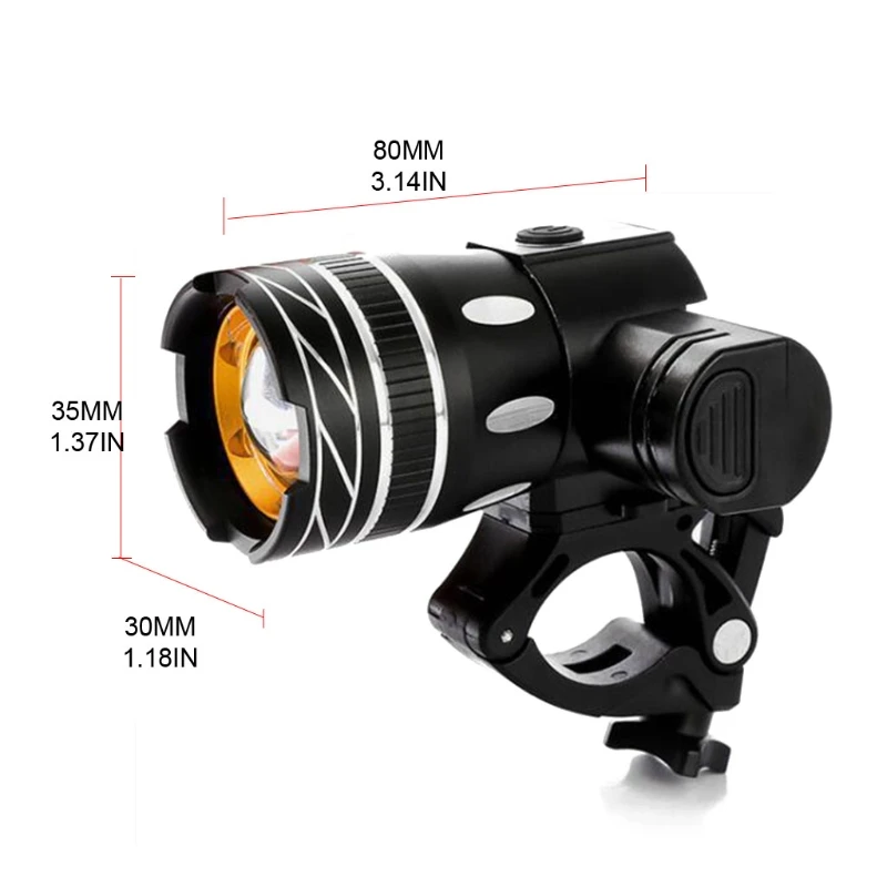 

Bike T6 LED Light Headight USB Rechargeable Frontlight Flashlight Waterproof Zoomable Cycling Lamp
