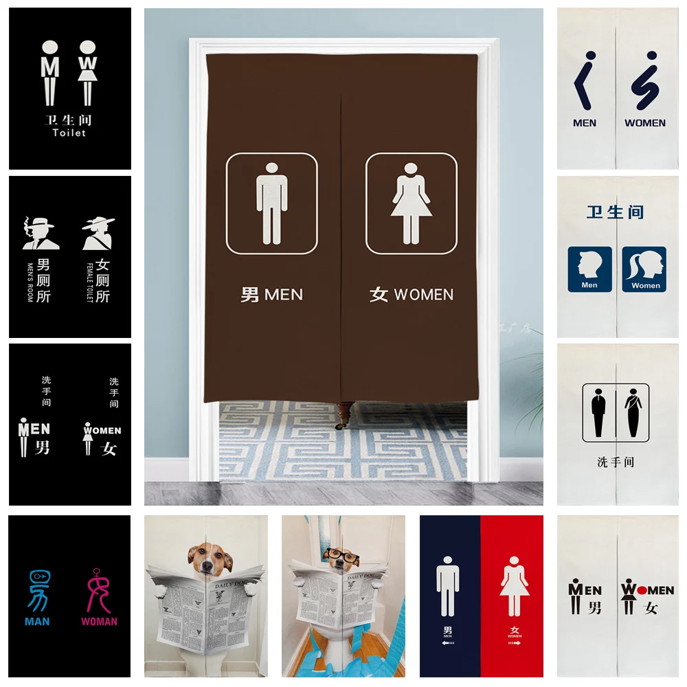 

Japanese Cotton Linen Simple Half Hanging Doorway Partition Curtains For Bathroom Entrance Decor Creative Patterns Customizable