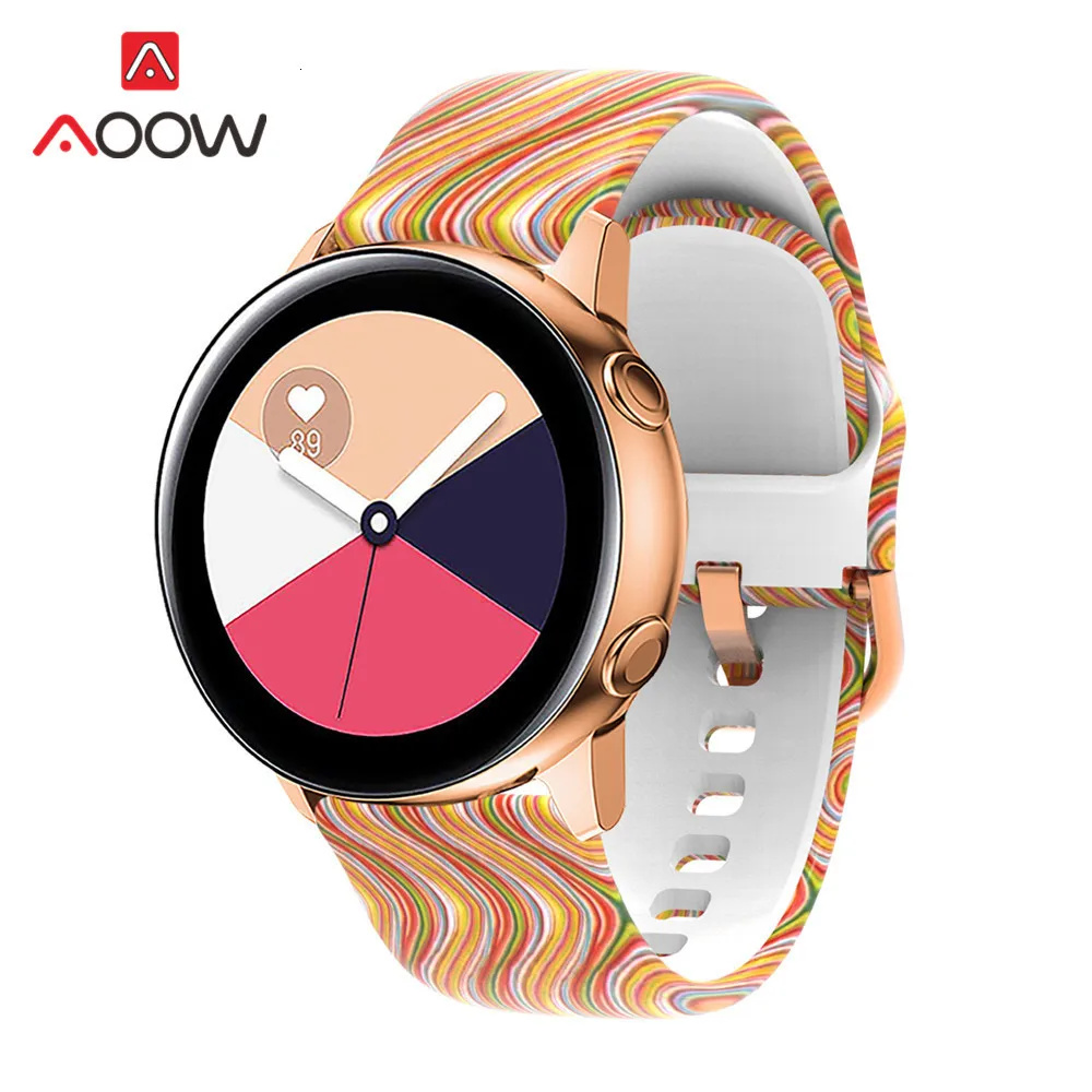 20 мм силиконовый ремешок для часов с принтом для samsung Galaxy Watch Active 42 мм gear Sport S2 Garmin Amazfit браслет ремешок Correa