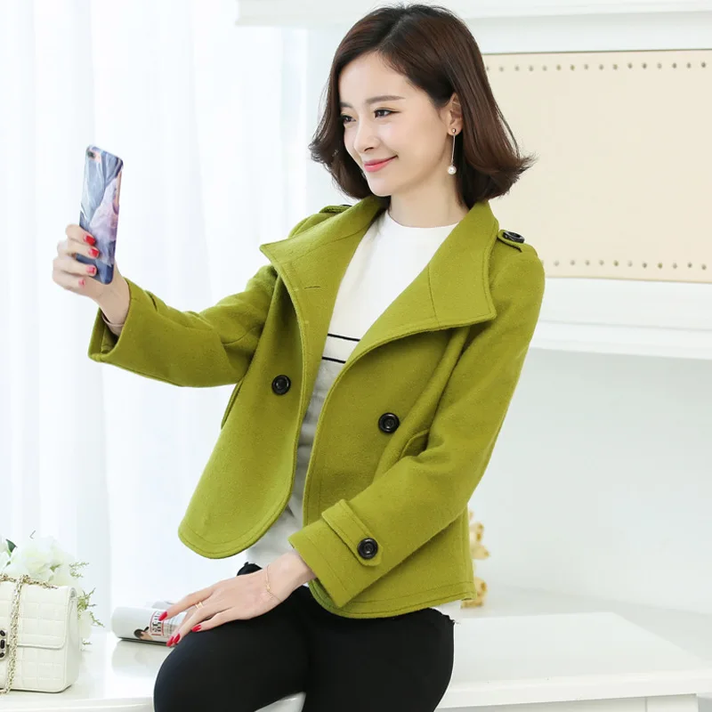 Женское двубортное пальто повседневное теплое кашемировое пальто|Женские