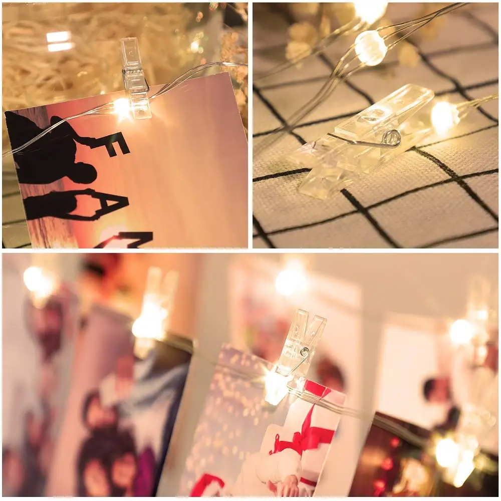 2 м/5 м/10 м гирлянда карта фото зажим USB батарея светодиодный сказочные огни