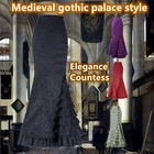 Женские костюмы для косплея в средневековом стиле, винтажные Роскошные праздничные костюмы в Королевском дворцовом стиле с цветочным принтом, Готическая облегающая юбка-годе с оборками, 2022