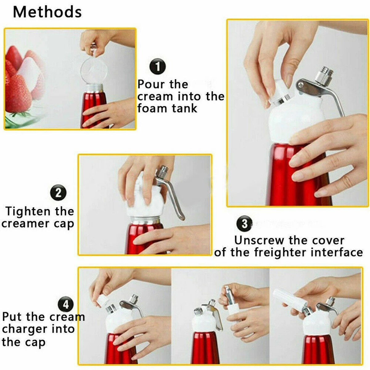 

Whipped Cream Butter Dispenser Chargers Whipper Cracker 250ml With 4 Attachment
