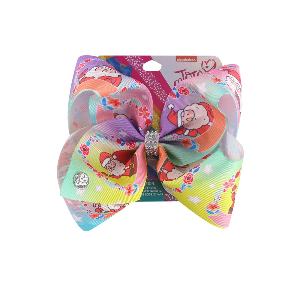 Новые банты для волос заколка Рождество 8 дюймов большой бант девочек Стразы