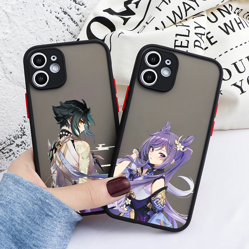 

Ударопрочный чехол Genshin для телефона с аниме для iphone 5 5s se 2 6 6s 7 8 12 mini plus X XS XR 11 PRO MAX, матовый, прозрачный, роскошный