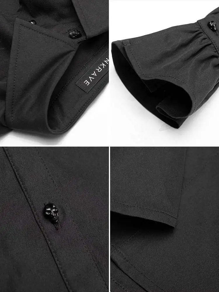 Панк рейв женские воланами воротник с расклешенными рукавами приталенные