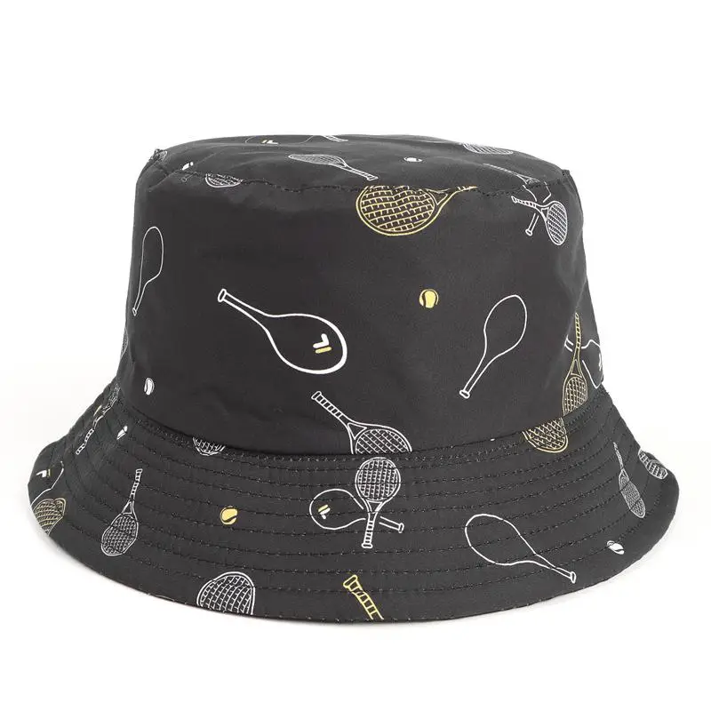

2021 Cotton four seasons tennis print Bucket Hat Fisherman Hat outdoor travel Cap Hats for men and Women 309