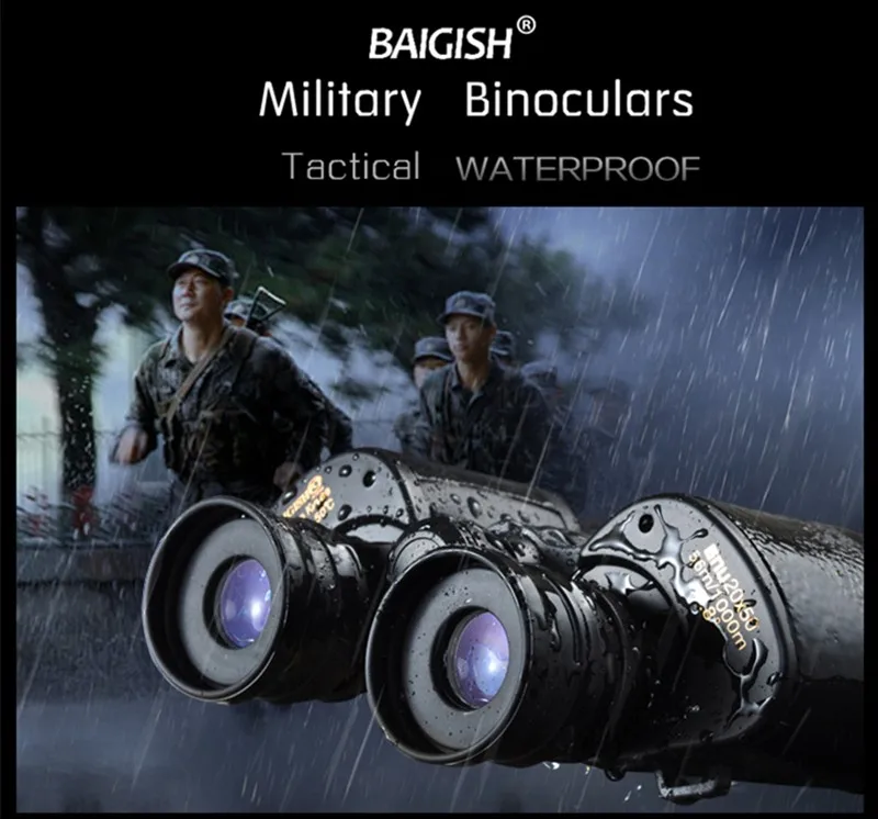Русский Hd бинокль Baigish 20x50 мощный военный мощный для охоты на открытом воздухе оптический Lll ночное видение фиксированный зум кемпинг