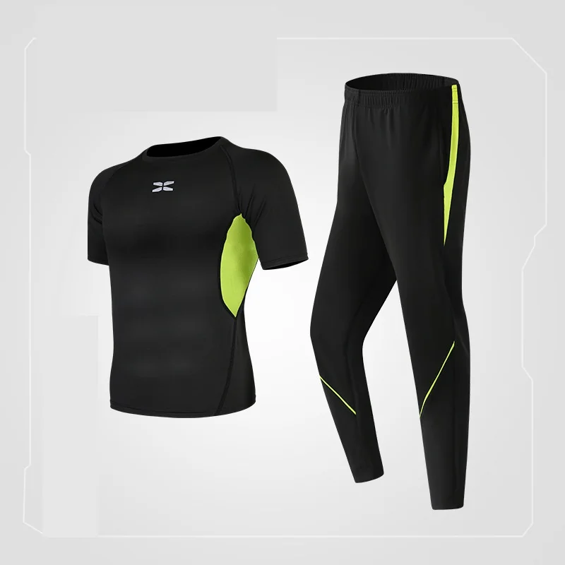 

2020 new spring and summer men's leisure outdoor sports quick dry clothes tight short sleeve loose pants running suit