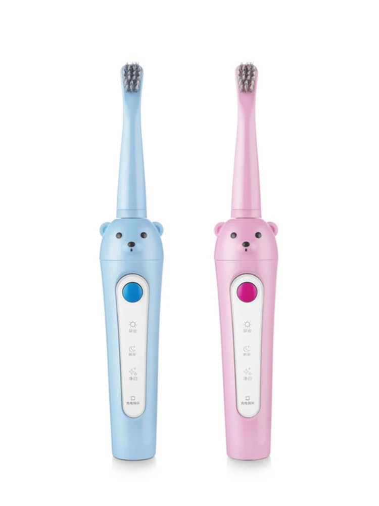 

Cartoon Pattern Children Sonic Electric Toothbrush for 3-12 Age USB Charging Cleaning Care Oral Bacteria Replacement Brush Heads