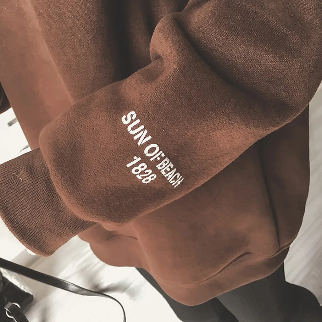 

thick winter sweatshirt women hoodies Letter Print thick warm loose pullover d91021