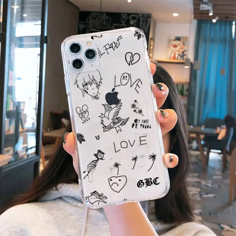 

Lil Peep fashion rock singer rose Phone Cases Transparent for iPhone 6 7 8 11 12 s mini pro X XS XR MAX Plus se funda shell
